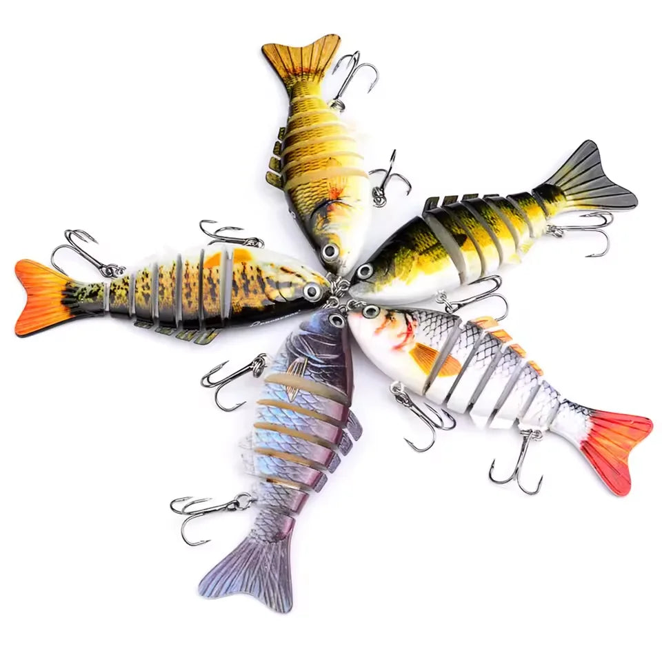 Multi articulado swimbait, afundando lento segmentado baixo isca de pesca, isca de pesca de natação para água salgada de água doce, kit de isca de pesca