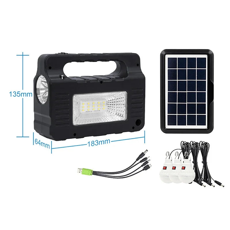 Kit gerador de painel de energia solar portátil com 3 lâmpadas led acampamento ao ar livre caminhadas iluminação solar pequeno sistema doméstico