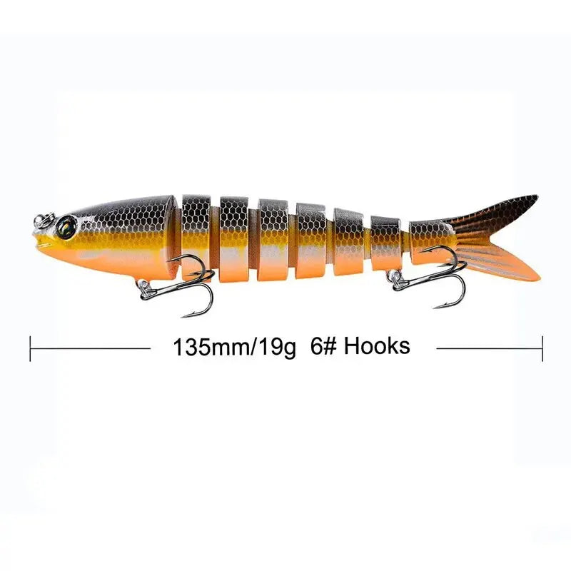 8 segmento swimbait isca de pesca 3 pçs conjunto 135mm 19g multi articulado afundamento lento biônico 3d olhos isca de pesca ferramenta equipamentos de pesca