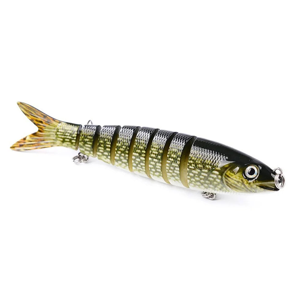 8 segmento swimbait isca de pesca 3 pçs conjunto 135mm 19g multi articulado afundamento lento biônico 3d olhos isca de pesca ferramenta equipamentos de pesca