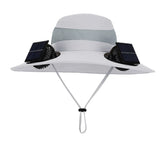 Chapéu de sol duplo ventilador para homens verão ao ar livre pesca proteção solar viseira chapéu de pescador 12cm aba larga respirável balde chapéu masculino