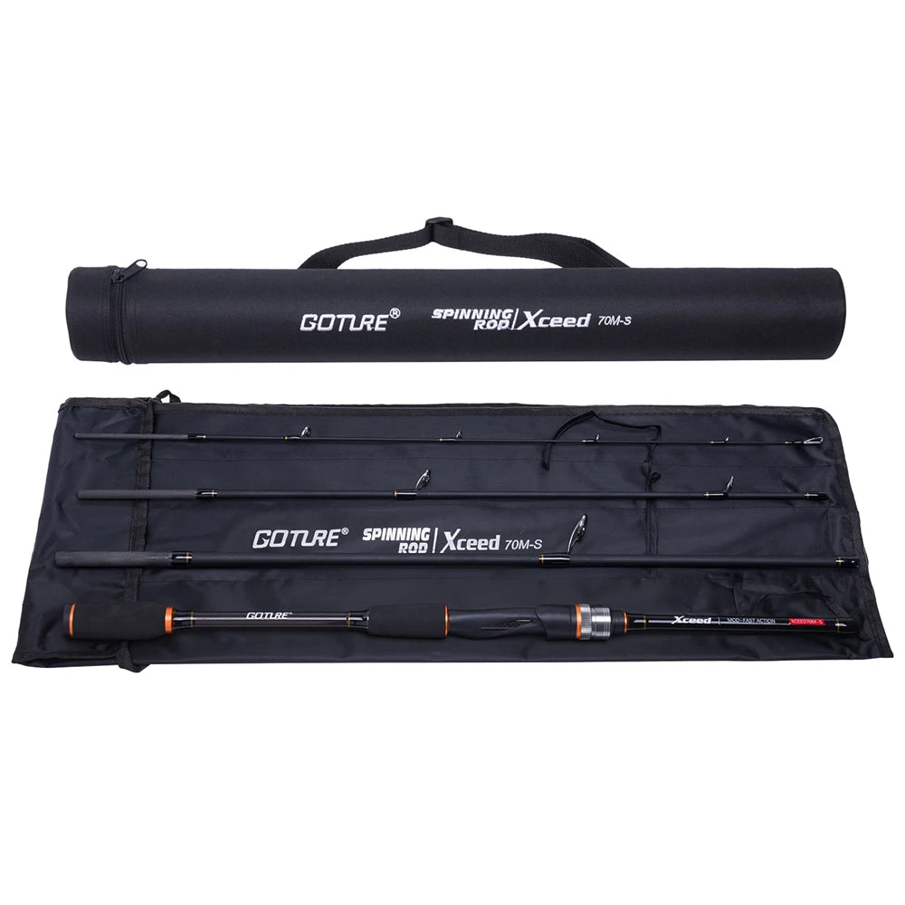 Goture 4 peças isca vara de pesca 1.98m 2.1m 2.4m 2.7m 3m 30t + 24t fibra de carbono fiação fundição vara de pesca bass pike viagens haste