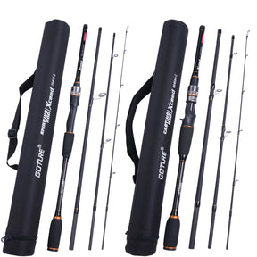 Goture 4 peças isca vara de pesca 1.98m 2.1m 2.4m 2.7m 3m 30t + 24t fibra de carbono fiação fundição vara de pesca bass pike viagens haste