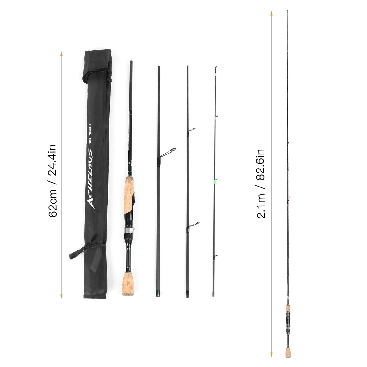 Viagem portátil Spinning Vara De Pesca, Fibra De Carbono Leve, 4 Peças De Pesca Pólo, Vara De Pesca Telescópica, Ferramentas De Pesca, 2024