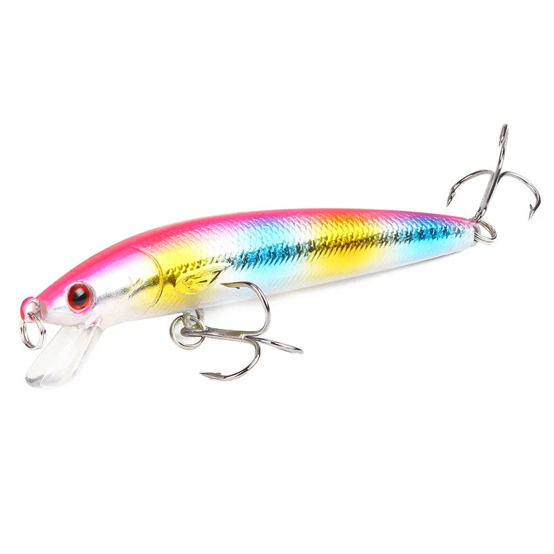 Cauda longa minnow isca de pesca 10cm 9g flutuante isca dura artificial wobbler crankbait 3d olho 10 cores carpa poleiro pesca equipamentos