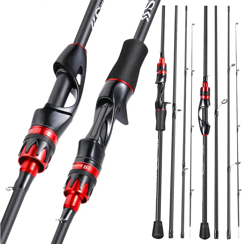 Sougayilang-Casting Spinning Fishing Rod, Ultraleve Carbon Fiber Rod, Pole 4 Seção com EVA Handle, Isca Peso 0.8-5g, 2.1m