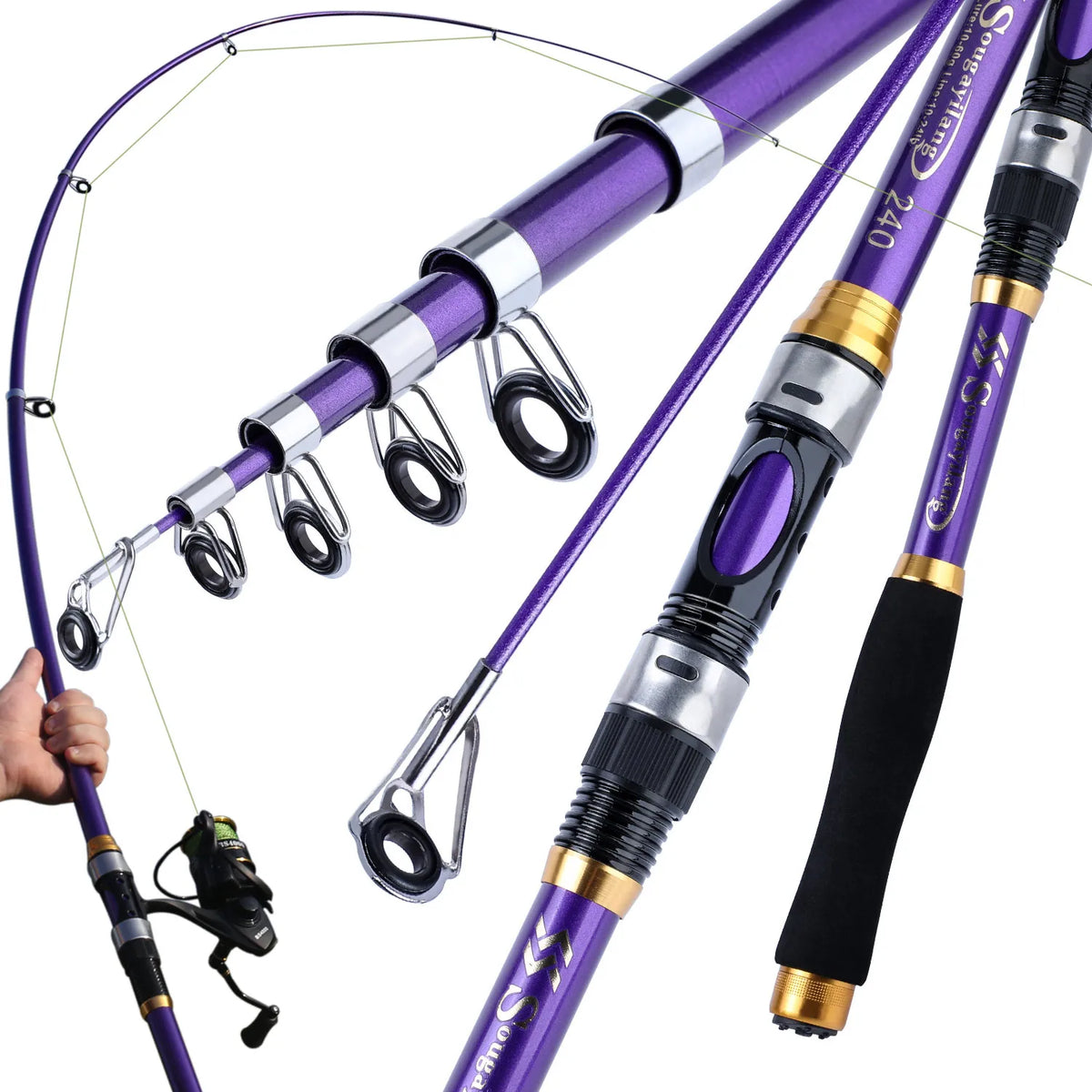 Sougayilang vara de pesca giratória 1.8-3.3m vara de pesca de carpa material frp econômico vara de pesca telescópica vara de pesca