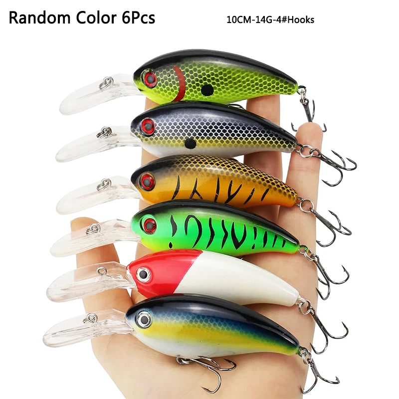 Crankbaits conjunto de cores misturadas isca de pesca lote minnow wobbler baixo swimbait mar nadar iscas duras afundando equipamento pesca