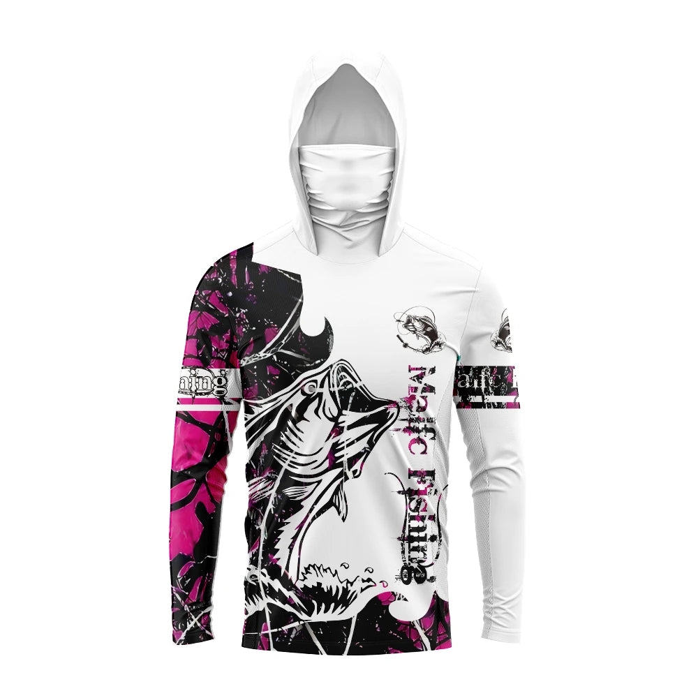 Malfc camisa masculina de pesca com capuz, manga longa, camiseta de pesca, proteção uv, vestuário de pesca