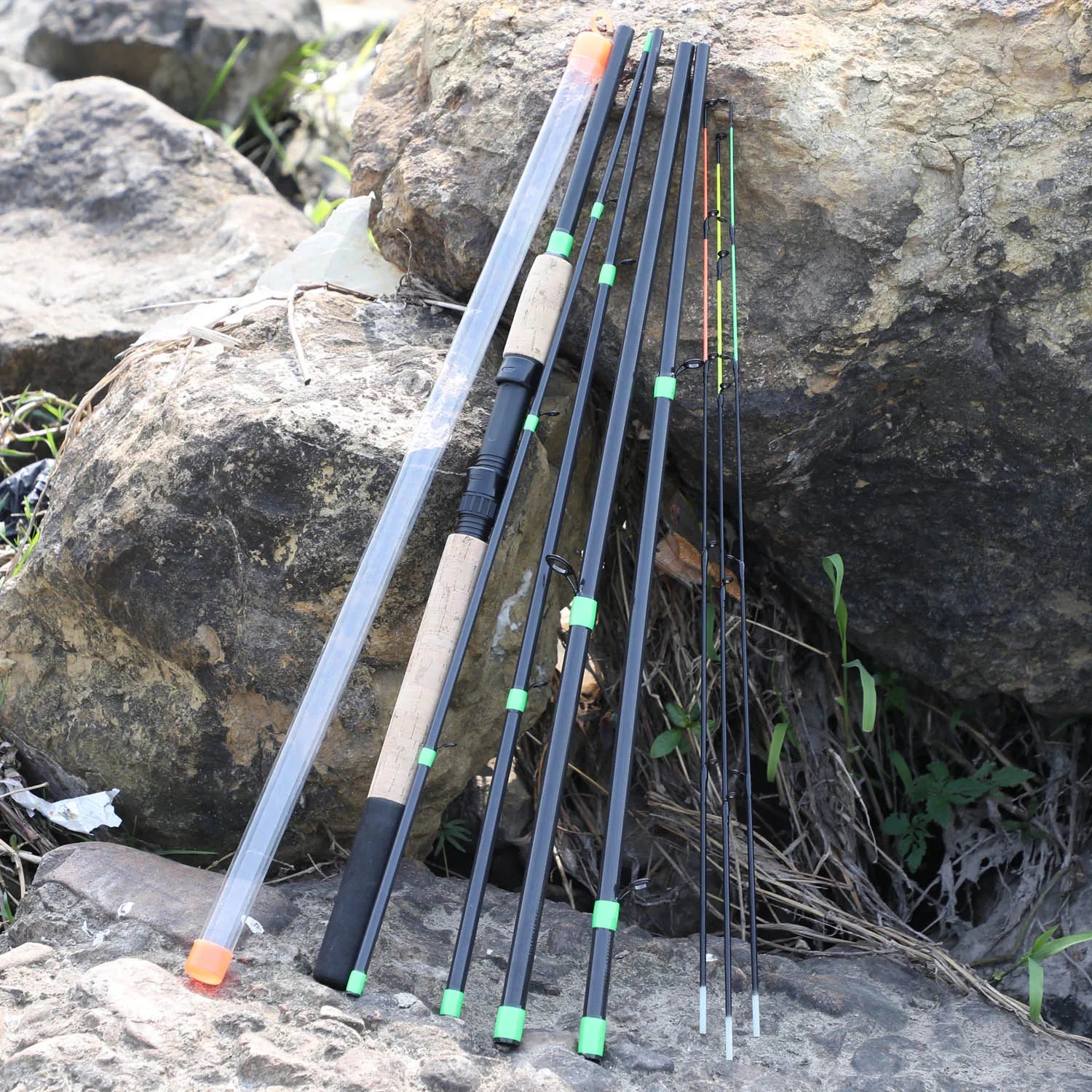 Sougayilang 3m alimentador vara de pesca alça de cortiça fibra de carbono fiação varas de pesca l m h potência 30-120g isca peso carpa pólo pesca