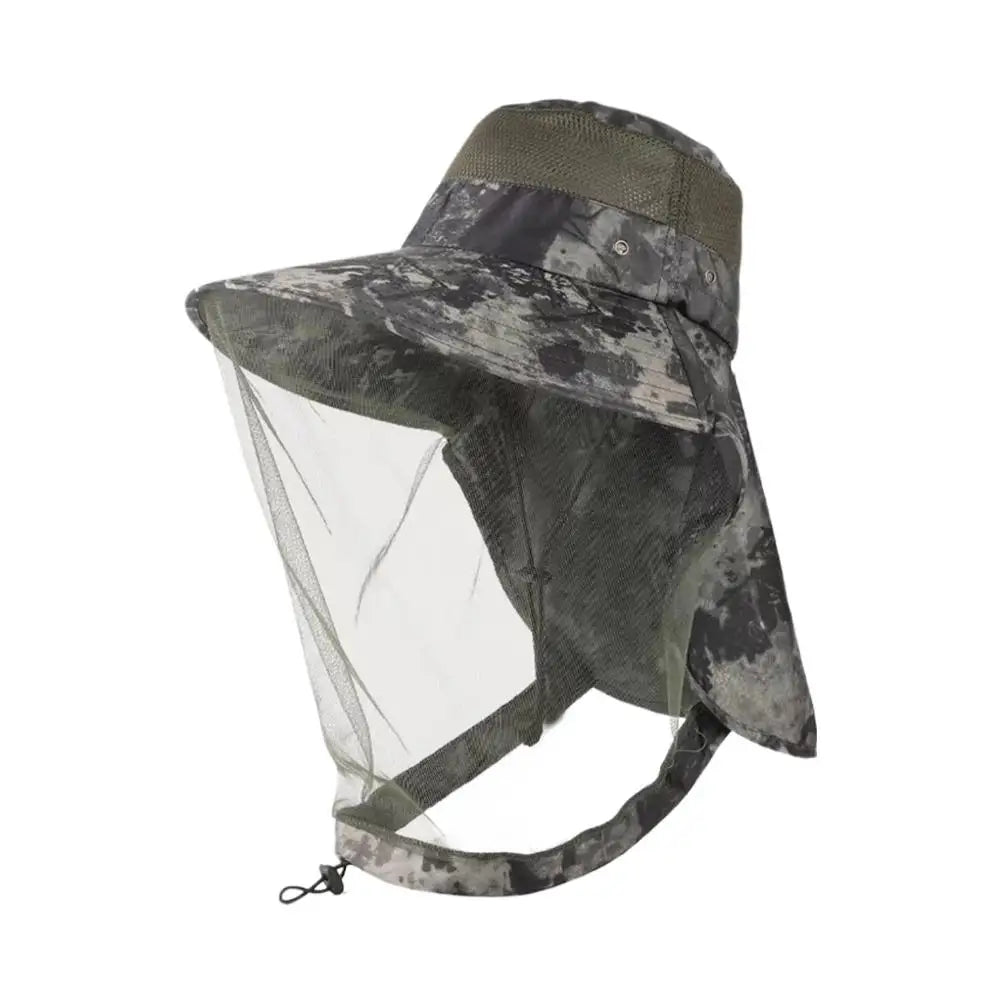Chapéu de sol à prova de insetos com rede facial proteção UV equipamento de pesca e apicultura cobertura total malha respirável verão chapéu ao ar livre