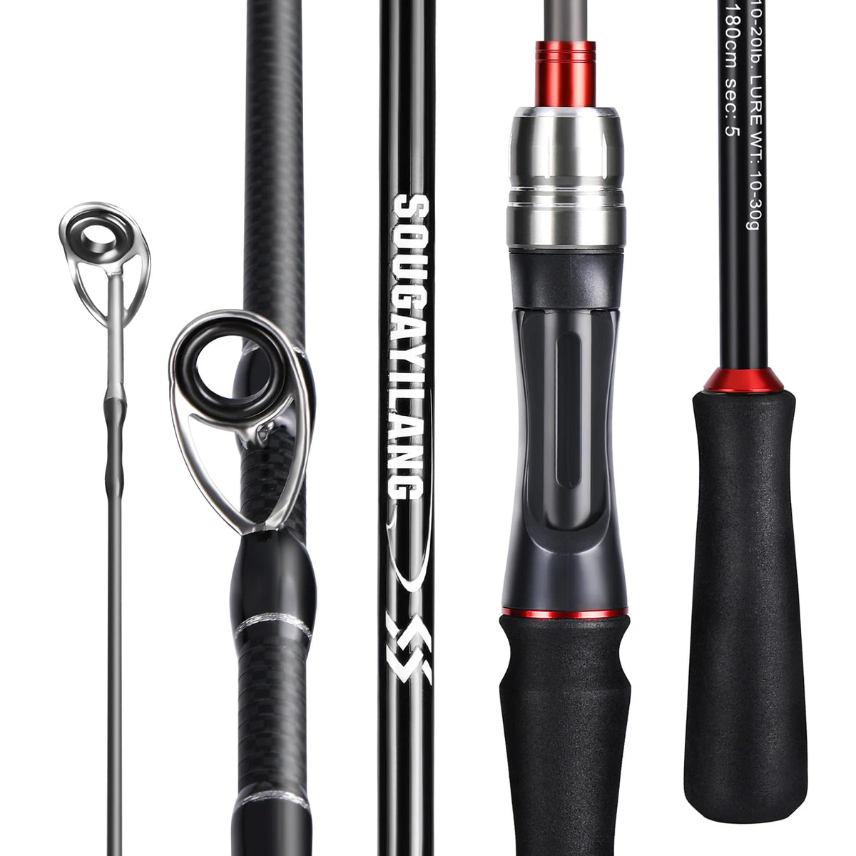 Sougayilang vara de pesca giratória/fundição power m vara de fibra de carbono pólo 5/6 seções viagem vara de pesca equipamento de pesca