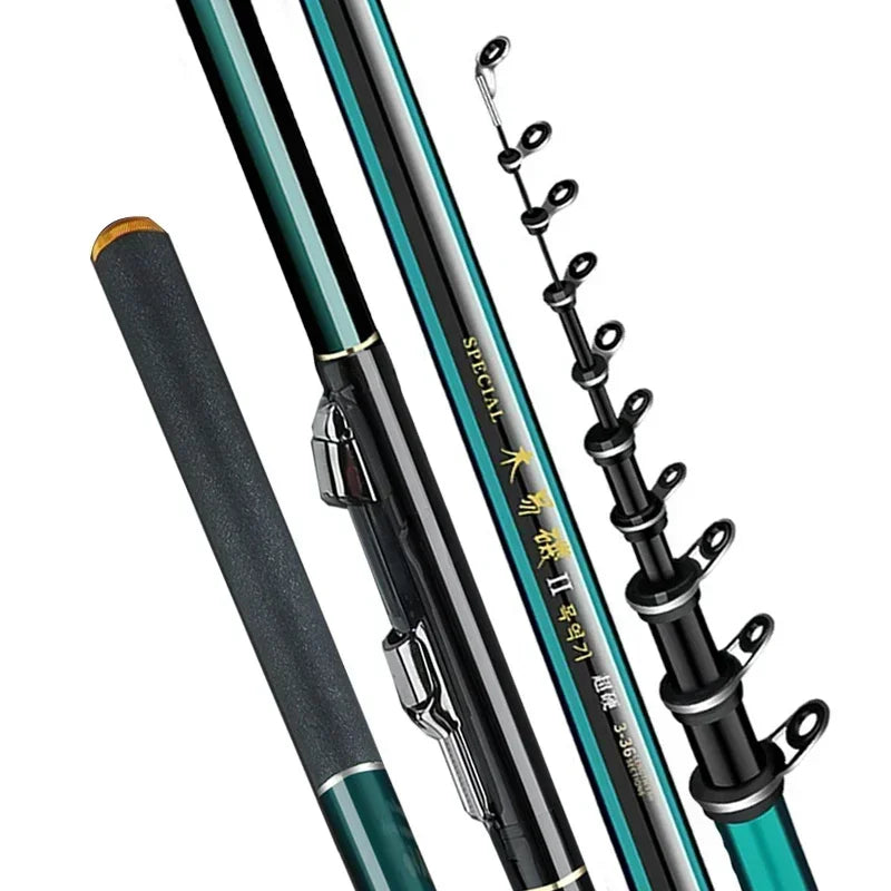 2.7m-7.2m varas de pesca alta 60t carbono ultraleve telescópica surfcasting fiação rocha vara de pesca costa mar pesca de água doce