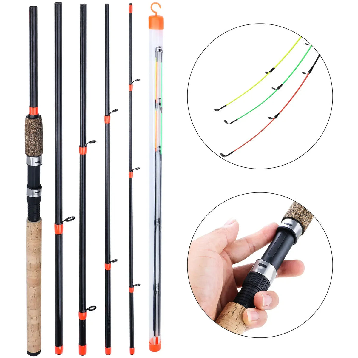 Sougayilang 3m alimentador vara de pesca alça de cortiça fibra de carbono fiação varas de pesca l m h potência 30-120g isca peso carpa pólo pesca