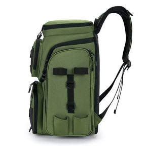Bolsa de pesca 50l com suporte para vara, bolsa de peito para equipamento de peixe, organizador de isca, mochila de armazenamento, acampamento ao ar livre, caminhadas, mochila grande