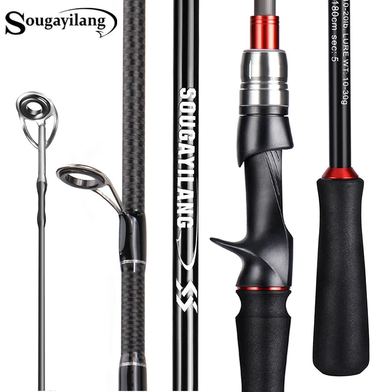 Sougayilang vara de pesca giratória/fundição power m vara de fibra de carbono pólo 5/6 seções viagem vara de pesca equipamento de pesca