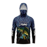 Malfc camisa masculina de pesca com capuz, manga longa, camiseta de pesca, proteção uv, vestuário de pesca