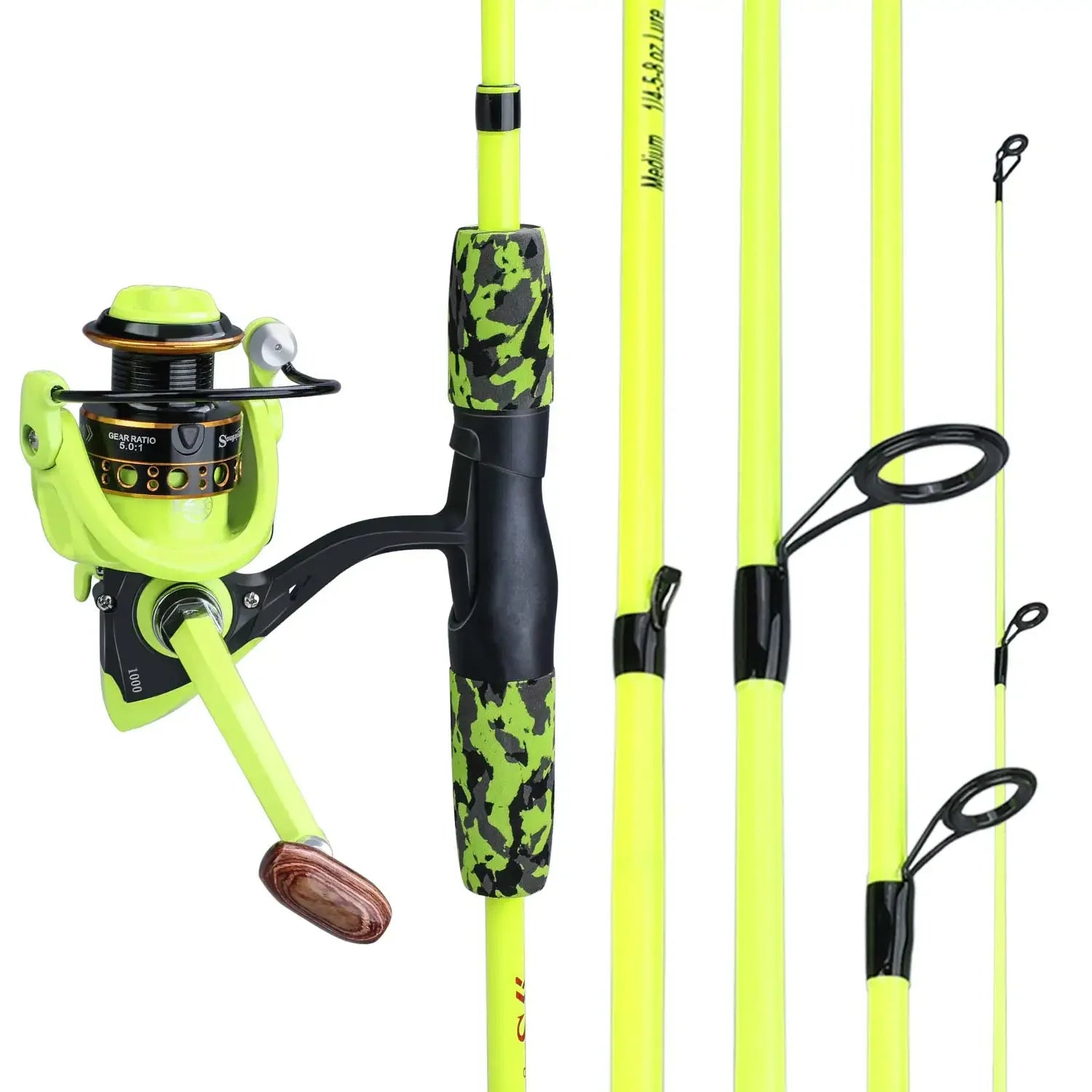 Sougayilang Portátil 5 Seção vermelho/amarelo Vara De Pesca combinação 170cm Vara De Pesca e 1000 2000 3000 molinete conjunto