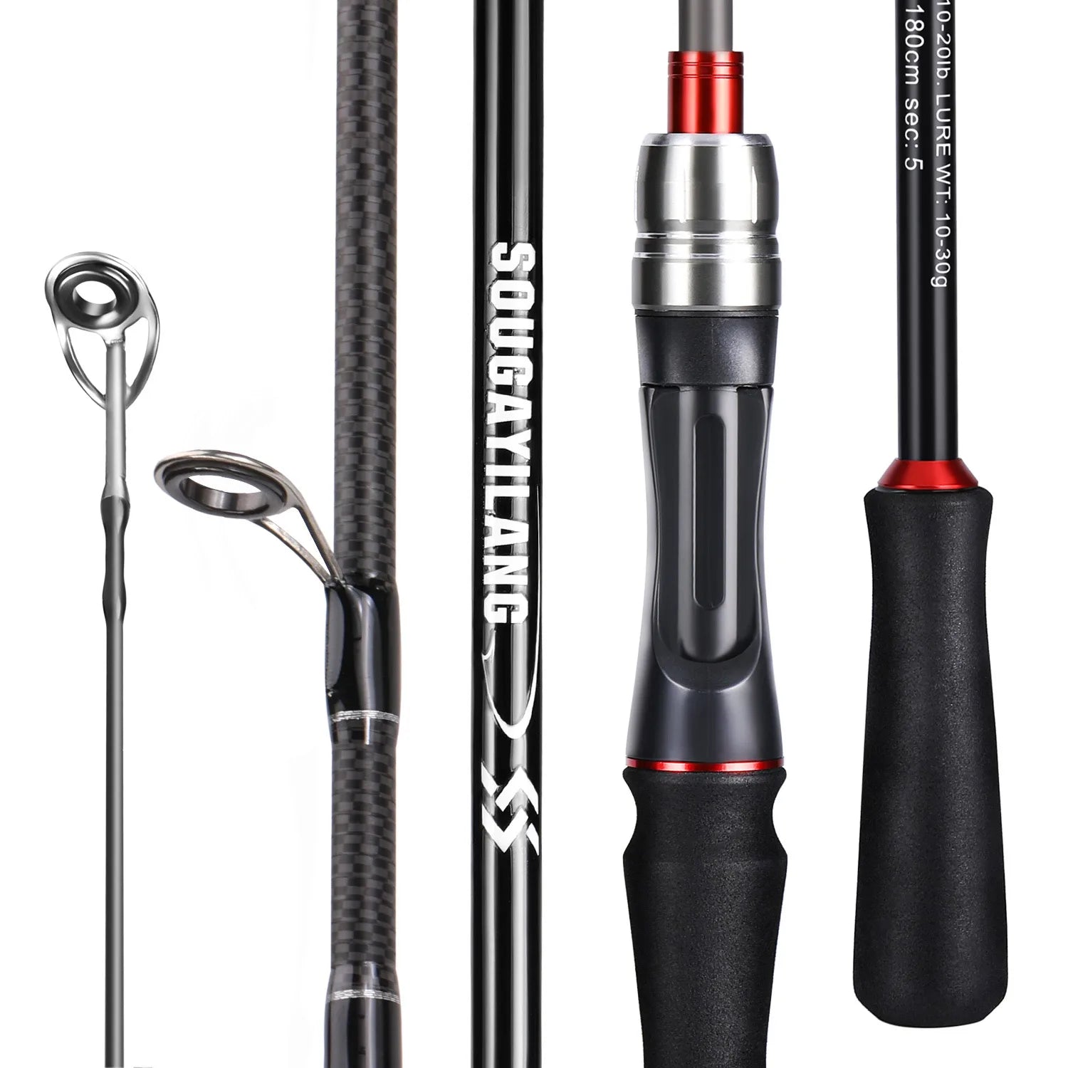 Sougayilang vara de pesca giratória/fundição power m vara de fibra de carbono pólo 5/6 seções viagem vara de pesca equipamento de pesca