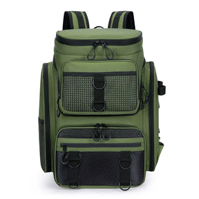 Bolsa de pesca 50l com suporte para vara, bolsa de peito para equipamento de peixe, organizador de isca, mochila de armazenamento, acampamento ao ar livre, caminhadas, mochila grande
