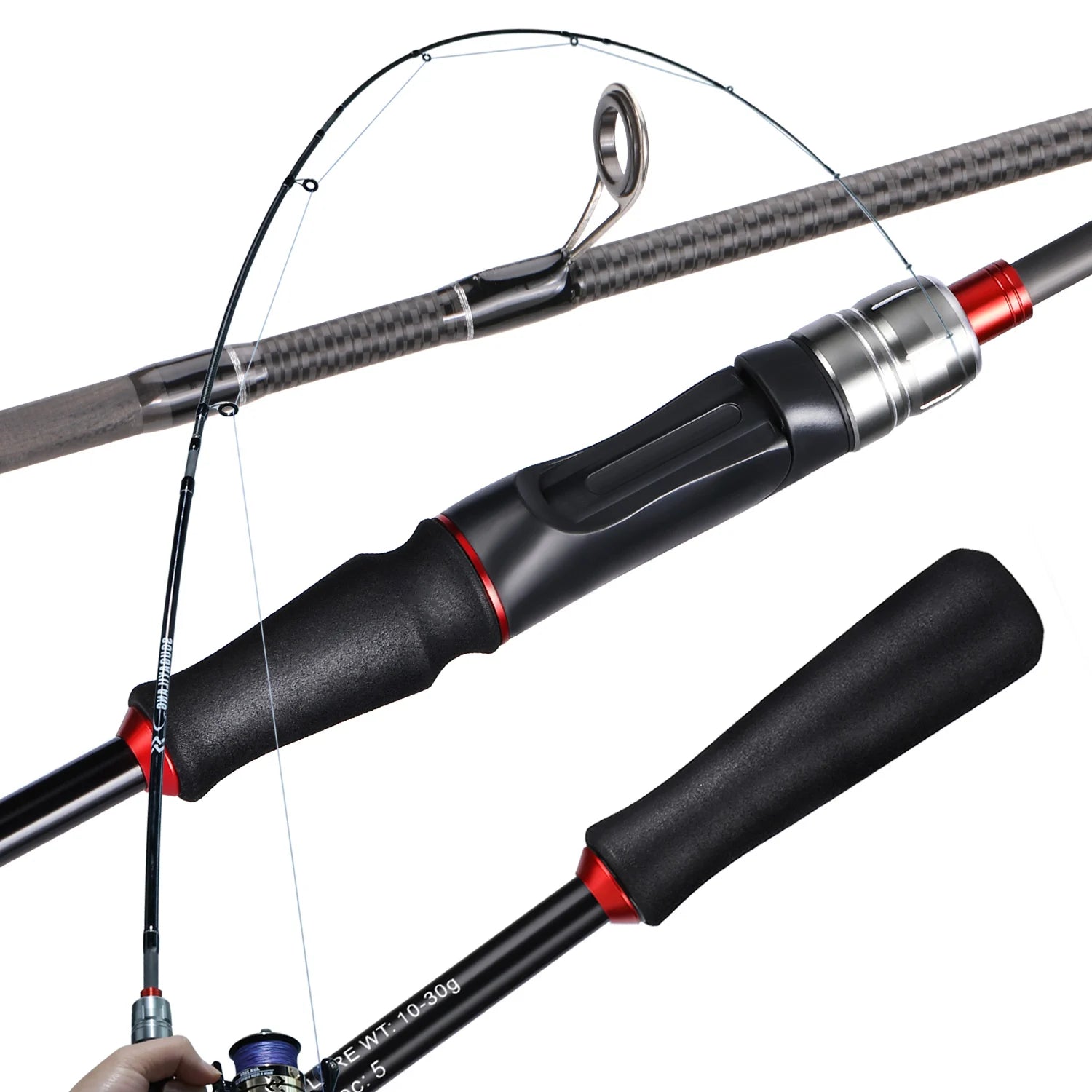 Sougayilang vara de pesca giratória/fundição power m vara de fibra de carbono pólo 5/6 seções viagem vara de pesca equipamento de pesca