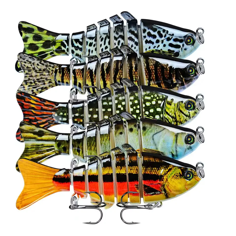 Multi articulado swimbait, afundando lento segmentado baixo isca de pesca, isca de pesca de natação para água salgada de água doce, kit de isca de pesca