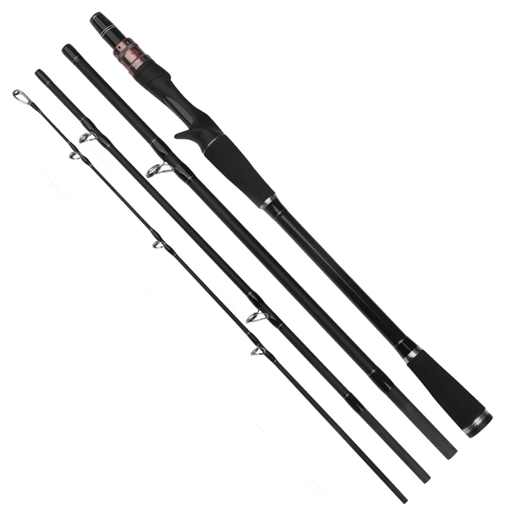 Carbon Fiber Lure Fishing Rod, Spinning e Casting Pole, Travel Rod, H Power, 4 Seções, Peso 14-35g, 1.8m, 2.1m