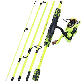 Sougayilang Portátil 5 Seção vermelho/amarelo Vara De Pesca combinação 170cm Vara De Pesca e 1000 2000 3000 molinete conjunto