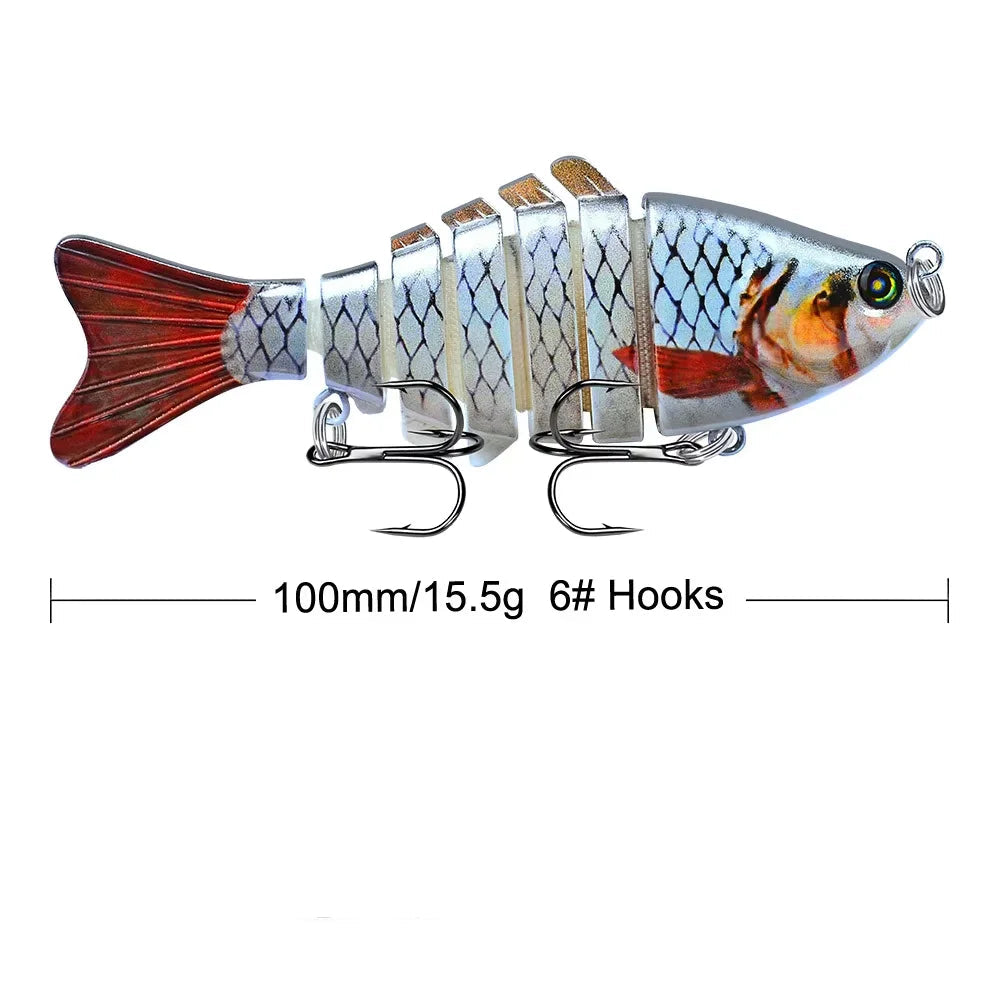 Multi articulado swimbait, afundando lento segmentado baixo isca de pesca, isca de pesca de natação para água salgada de água doce, kit de isca de pesca