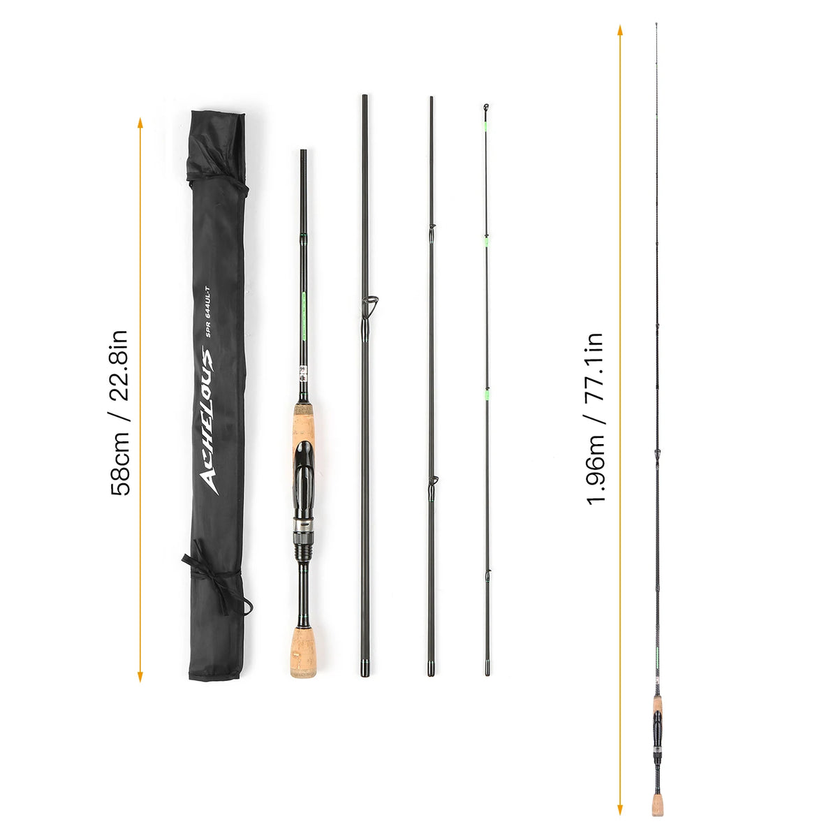 Viagem portátil Spinning Vara De Pesca, Fibra De Carbono Leve, 4 Peças De Pesca Pólo, Vara De Pesca Telescópica, Ferramentas De Pesca, 2024