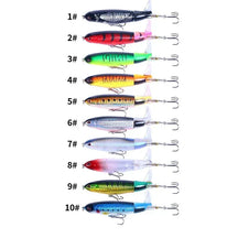 Popper conjunto de isca de pesca 11cm/14g artificial topwater isca dura rotativa wobblers enfrentar acessórios de isca de pesca 5/10 pçs pesca